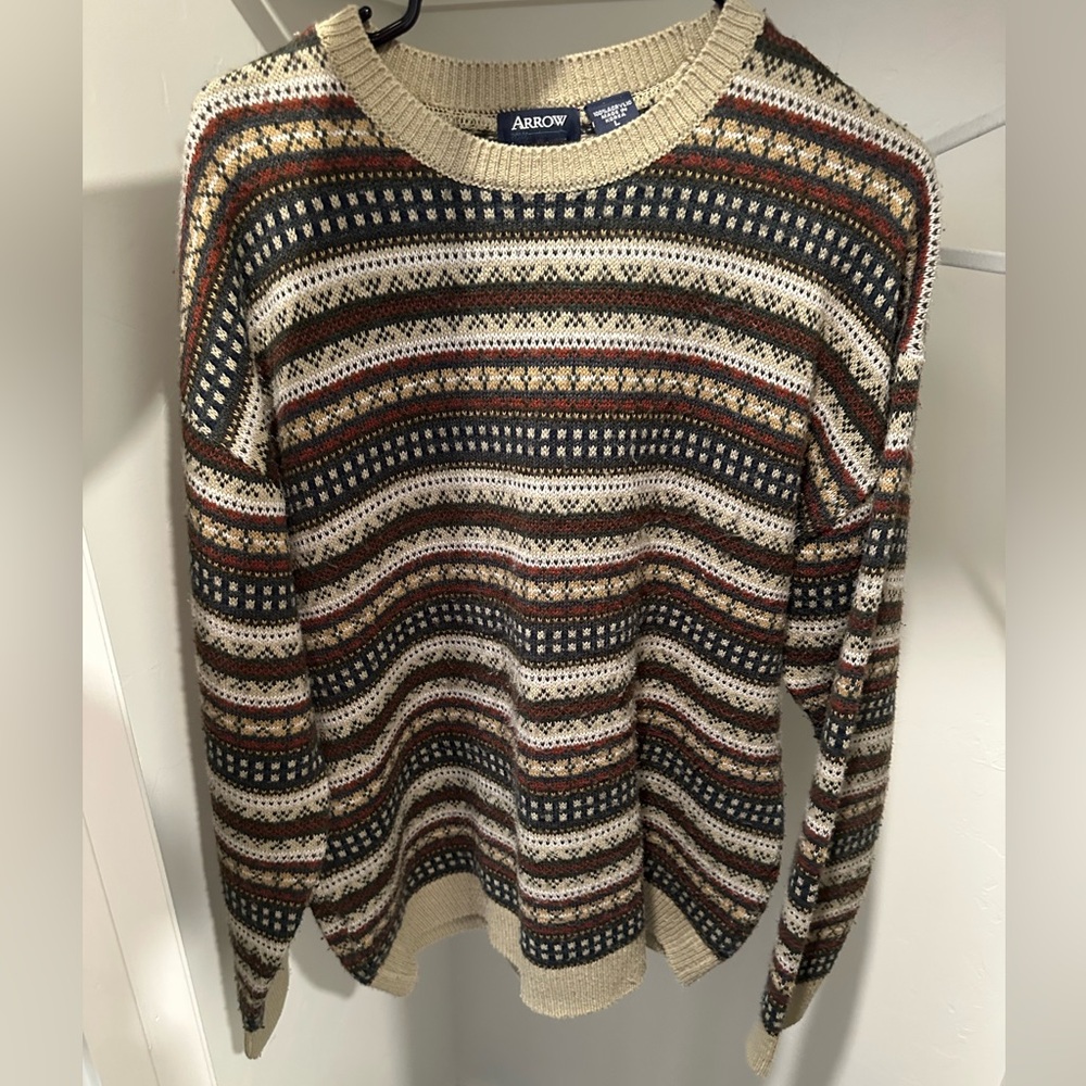VINTAGE Made in Korea Arrow Stripe-Knit Sweater